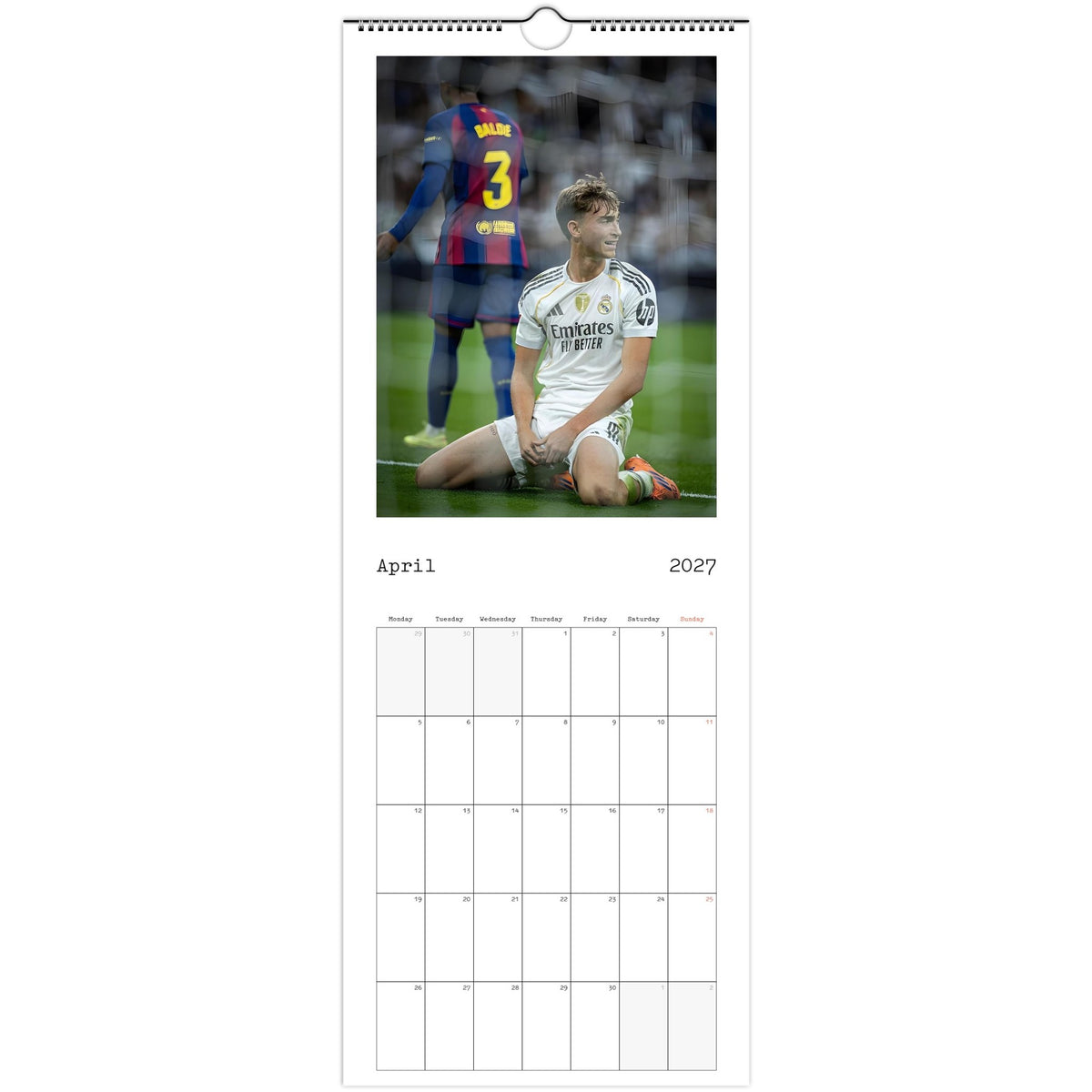 Real Madrid Calendar 2027 April page