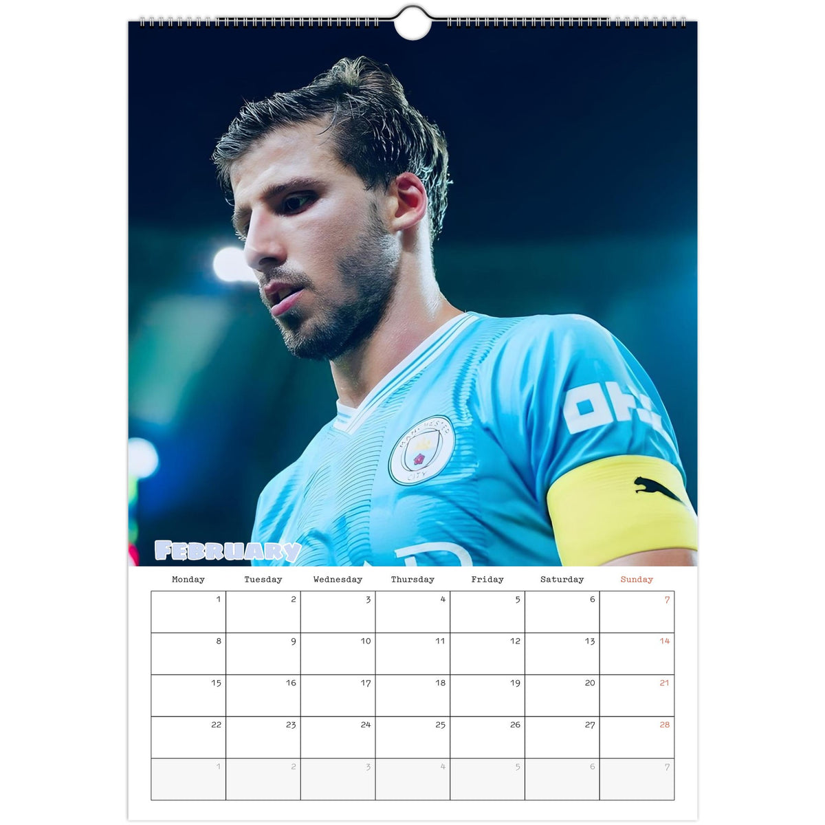 Man City Calendar 2027 February page