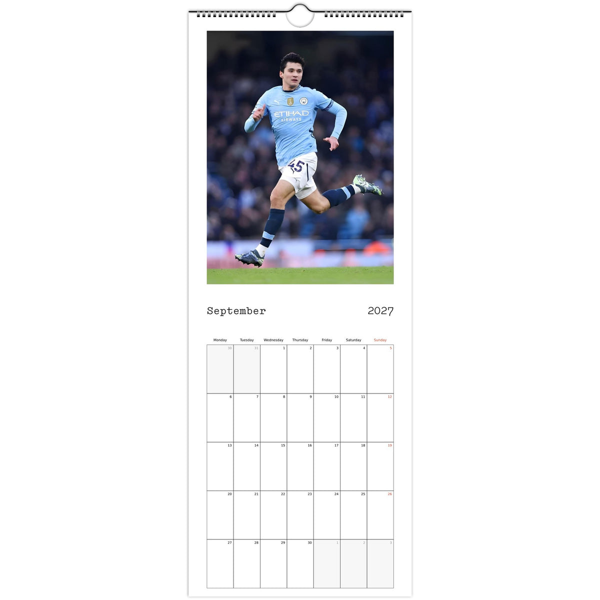 Man City Calendar 2027 September page