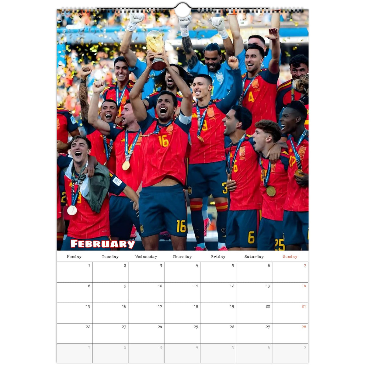 Spain FC Calendar 2027 February page