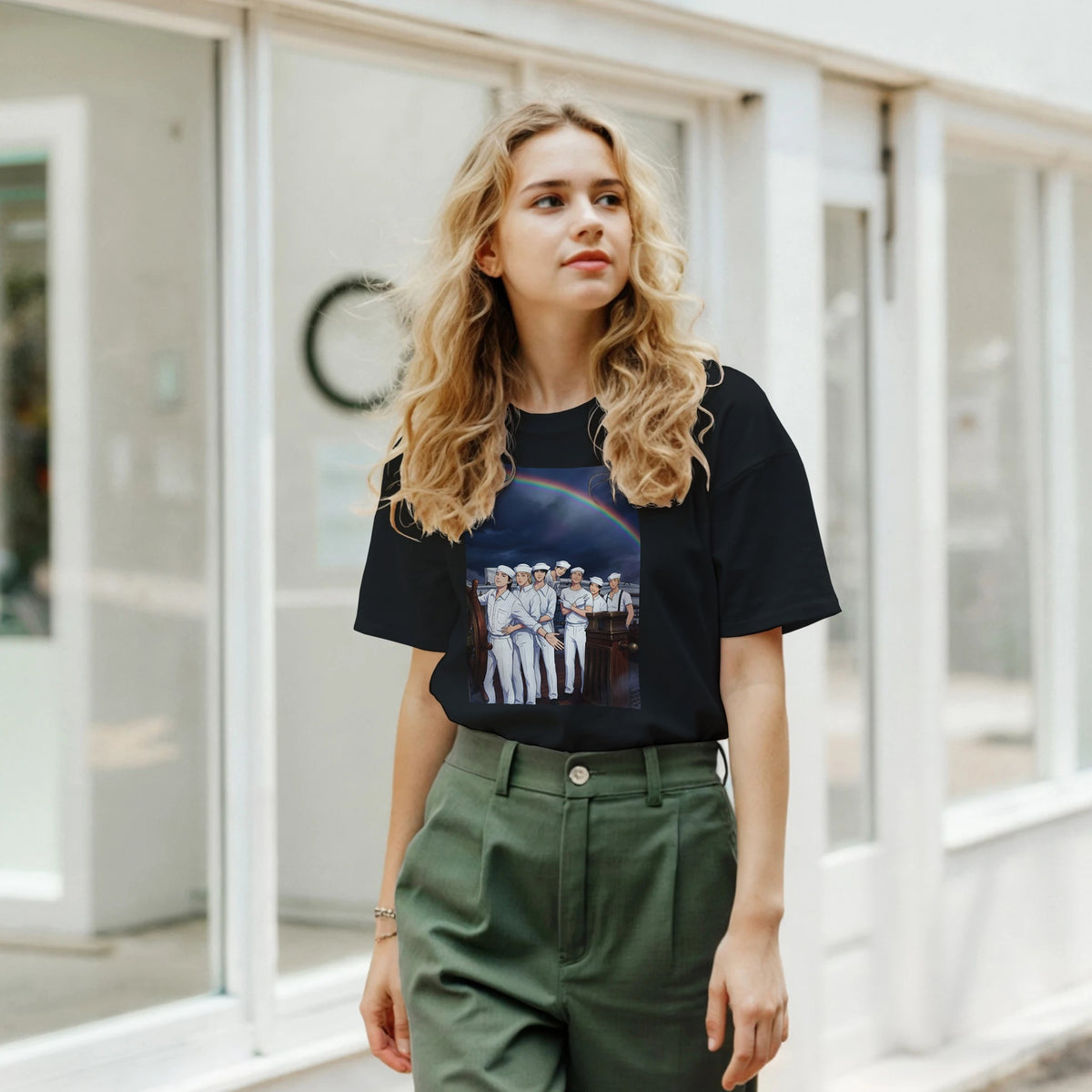 BTS front‑print T‑shirt with world tour text on back