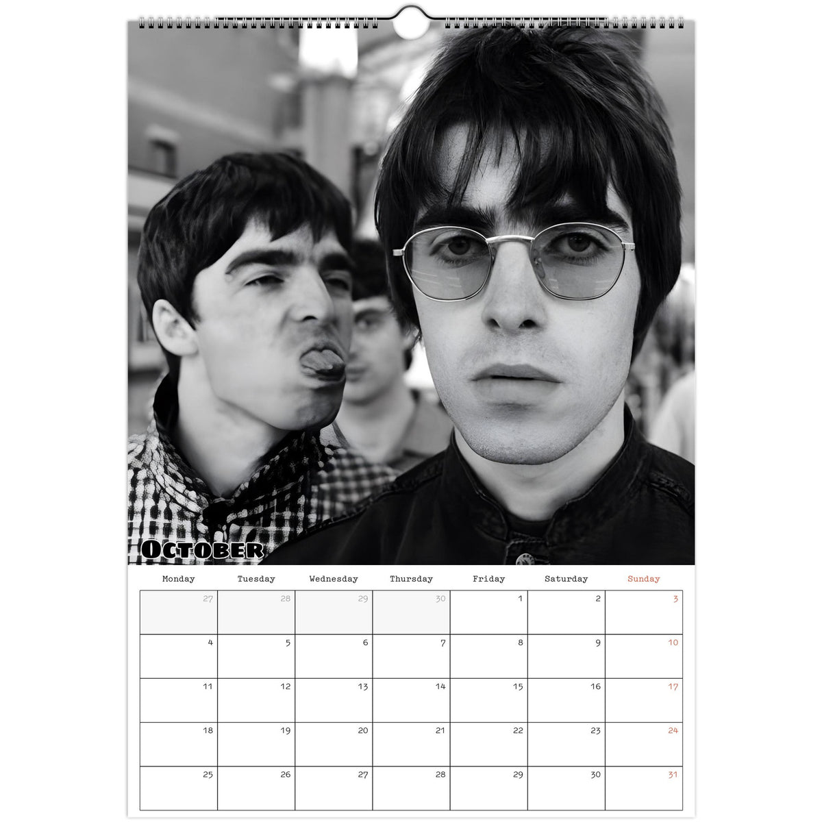 October page of Oasis 2027 A3 wall calendar