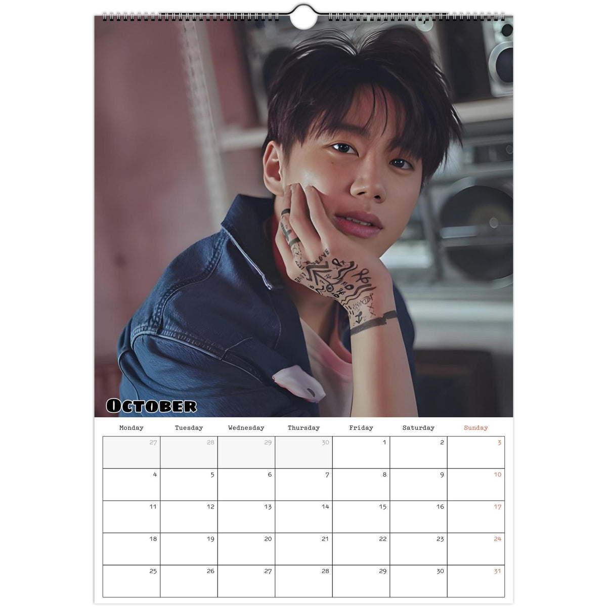 October 2027 page in Lee Jun-young A3 wall calendar