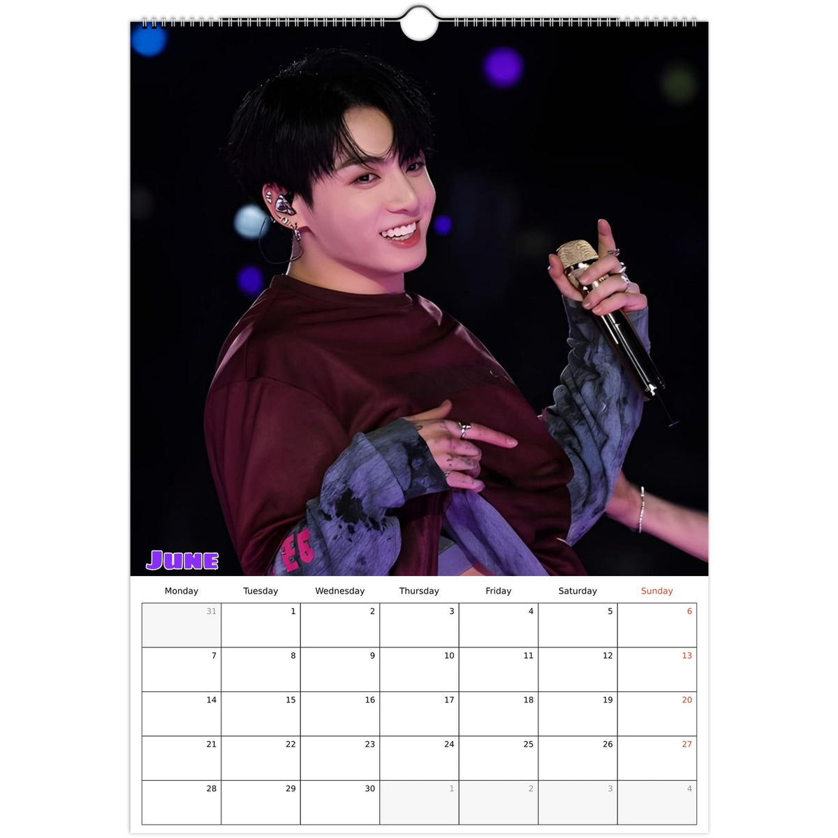BTS Jungkook Calendar 2027 June page
