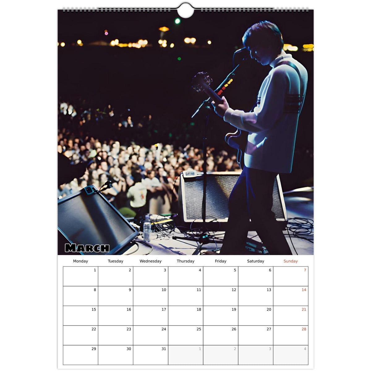 March page of Oasis 2027 A3 wall calendar