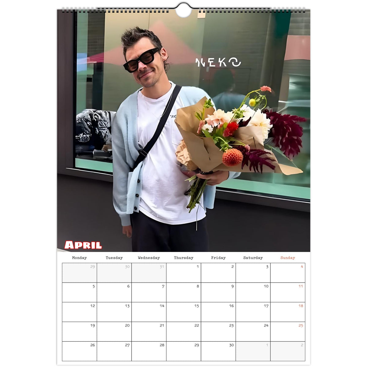 April 2027 page in Harry Styles A3 wall calendar