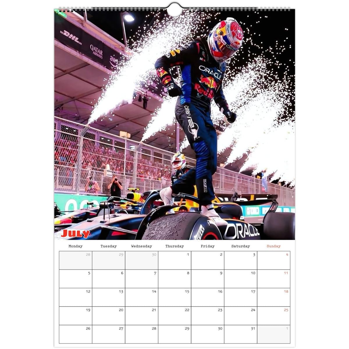 Max Verstappen Calendar 2027 July page