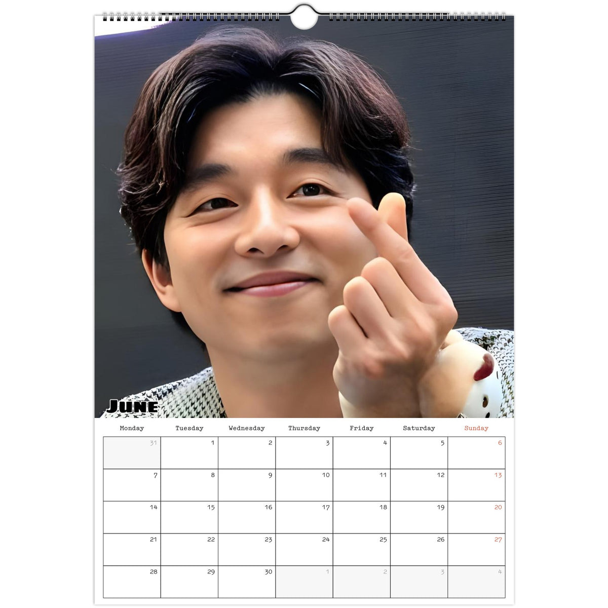 June page of Gong Yoo 2027 A3 wall calendar