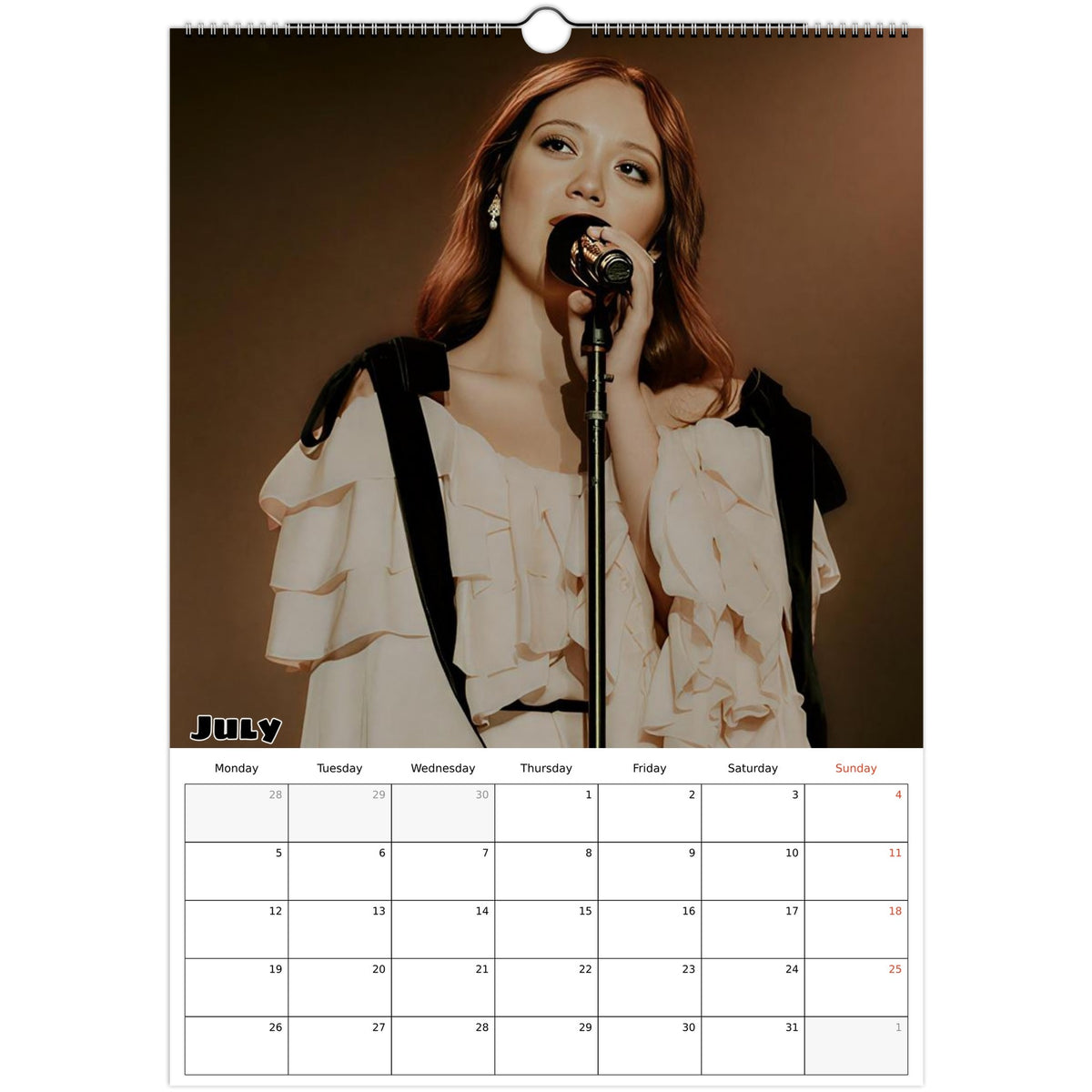July 2027 page in Laufey A3 wall calendar