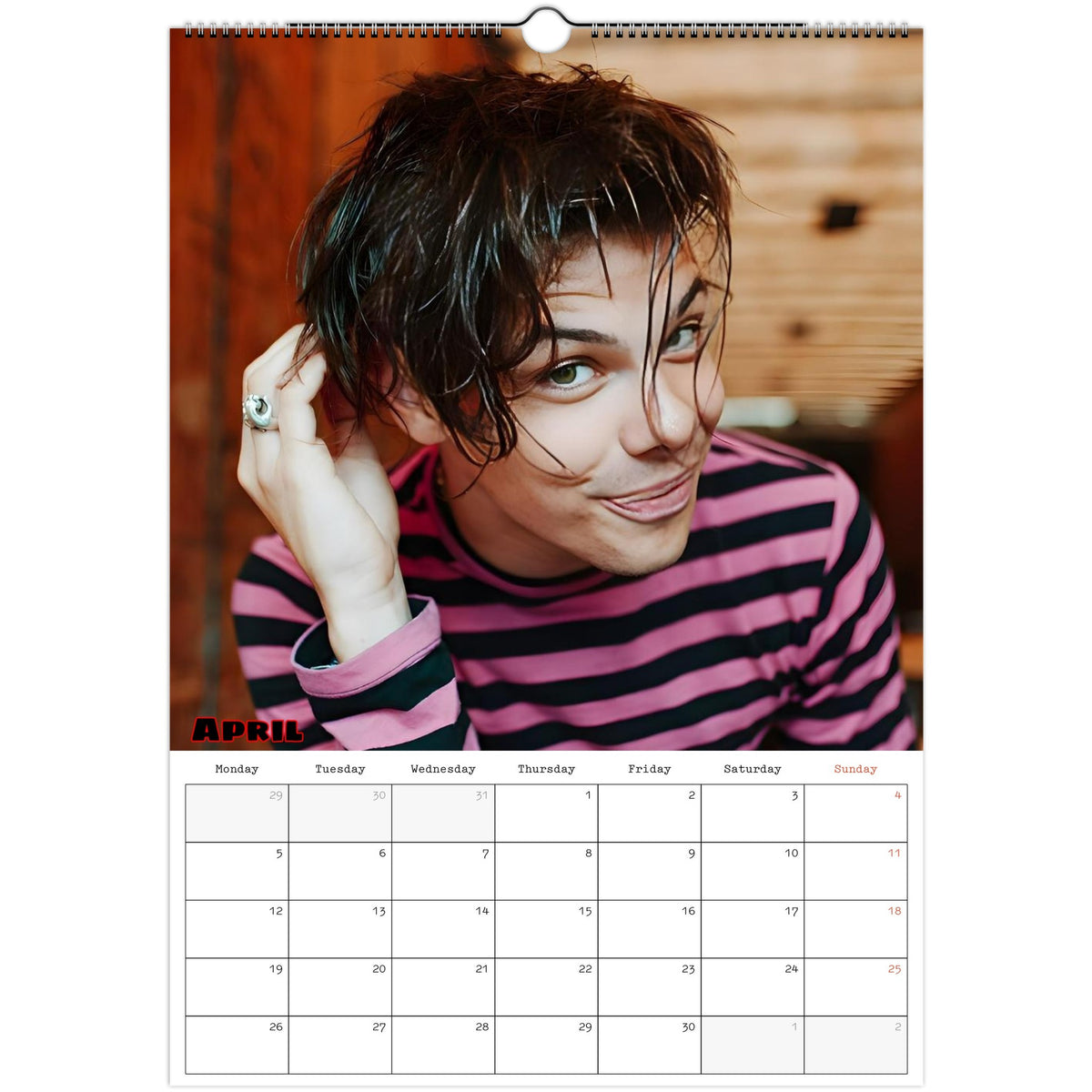 April 2027 page in YUNGBLUD A3 wall calendar