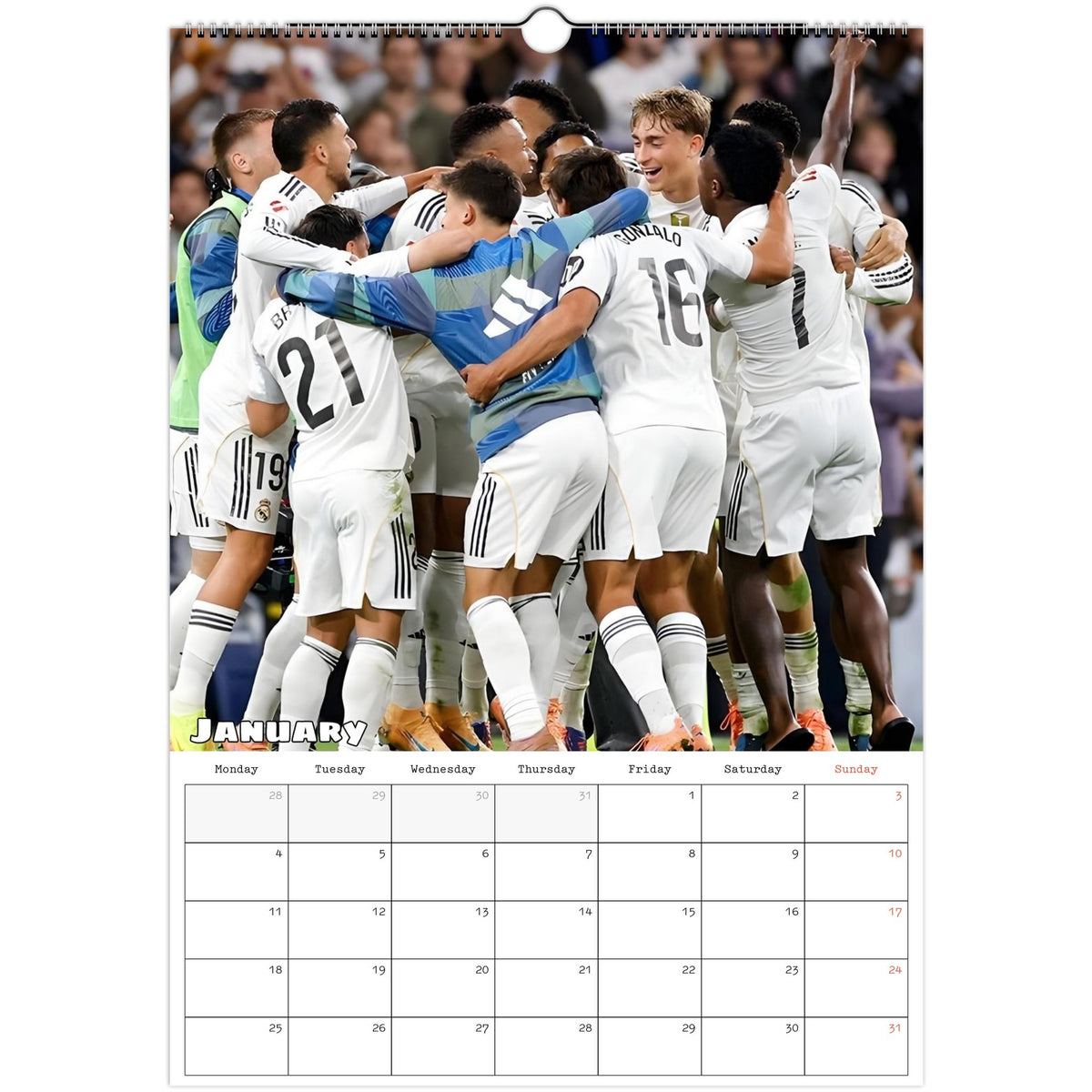 Real Madrid Calendar 2027 January page