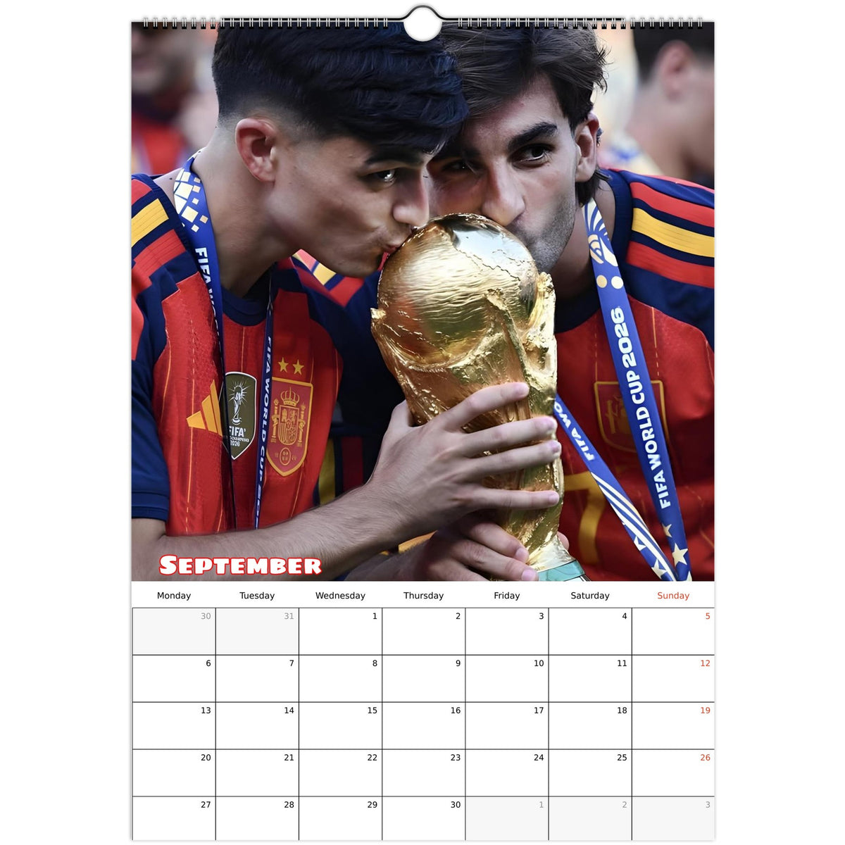Spain FC Calendar 2027 September page
