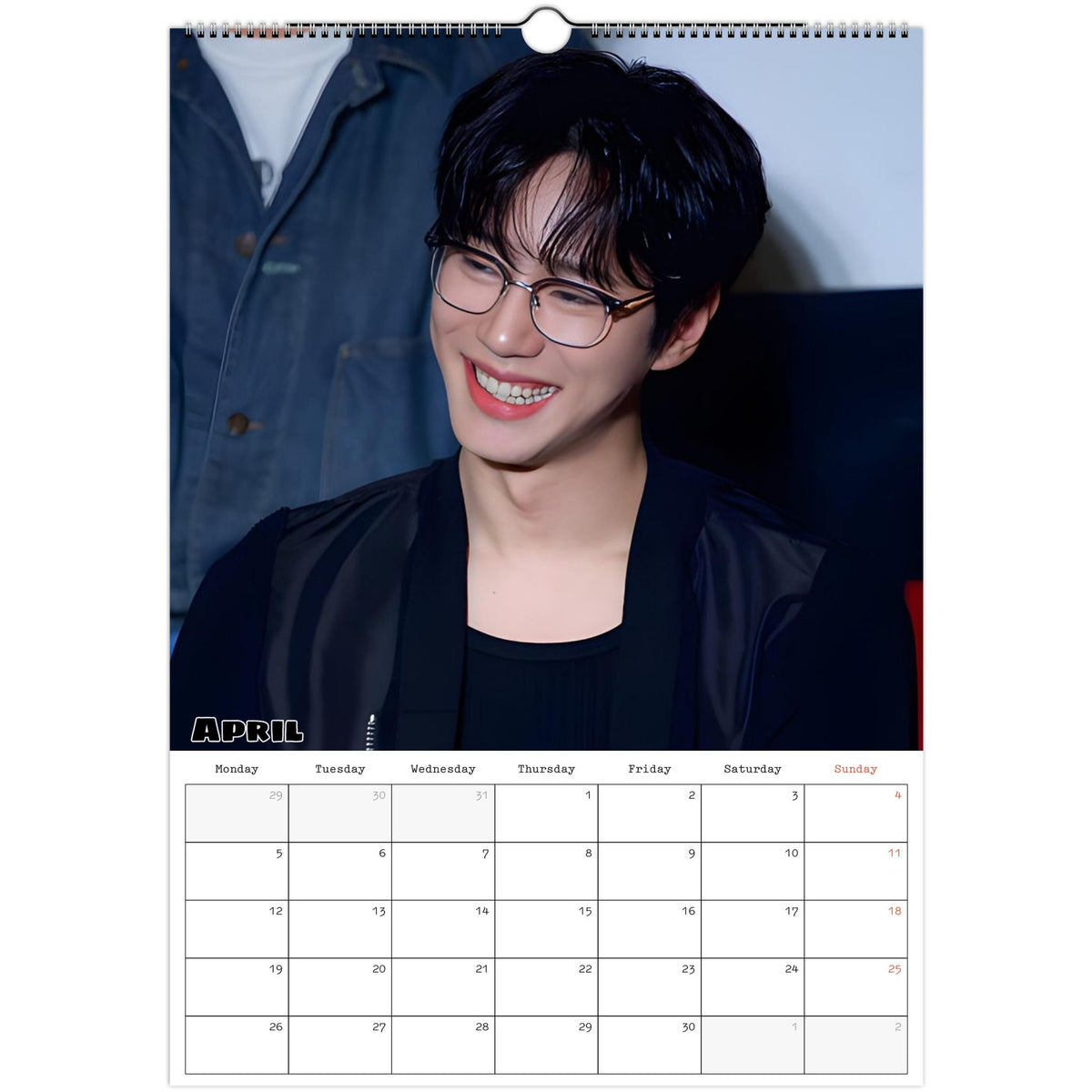 April 2027 page in Lee Jun-young A3 wall calendar
