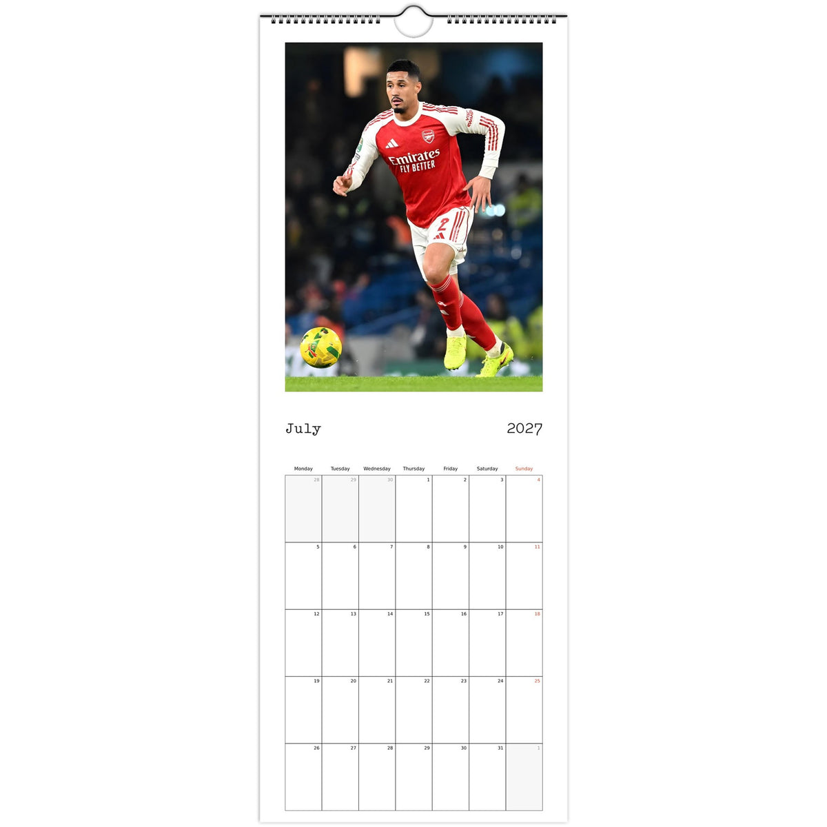 Arsenal Calendar July page