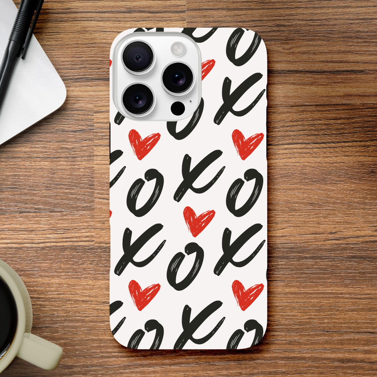Stylish Love iPhone case in white with red lettering