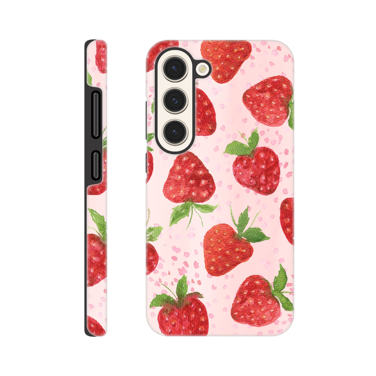 Strawberry aesthetic Samsung phone case with durable dual‑layer build