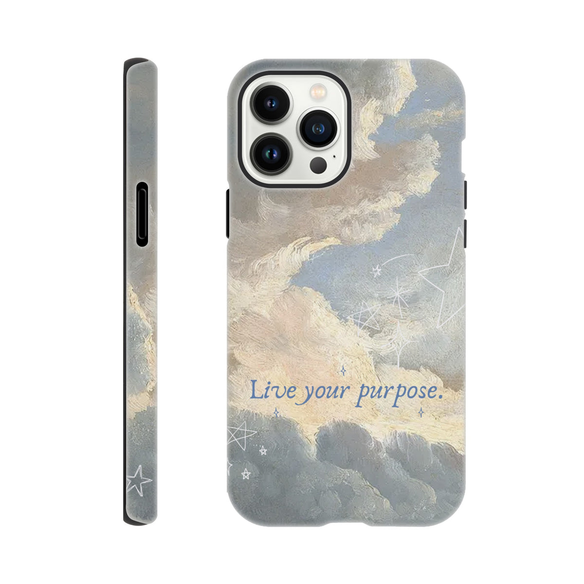 Protective iPhone case with inspirational Live Your Purpose quote