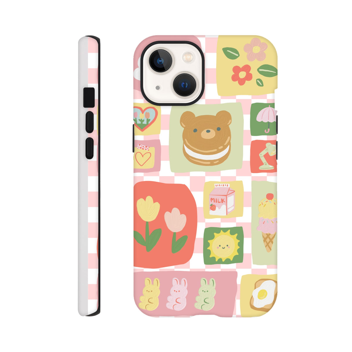 Shock‑resistant iPhone case featuring cute kawaii illustration
