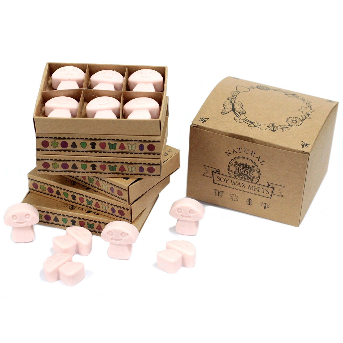 Box of six Dark Sandalwood soy wax melts in matchbox packaging