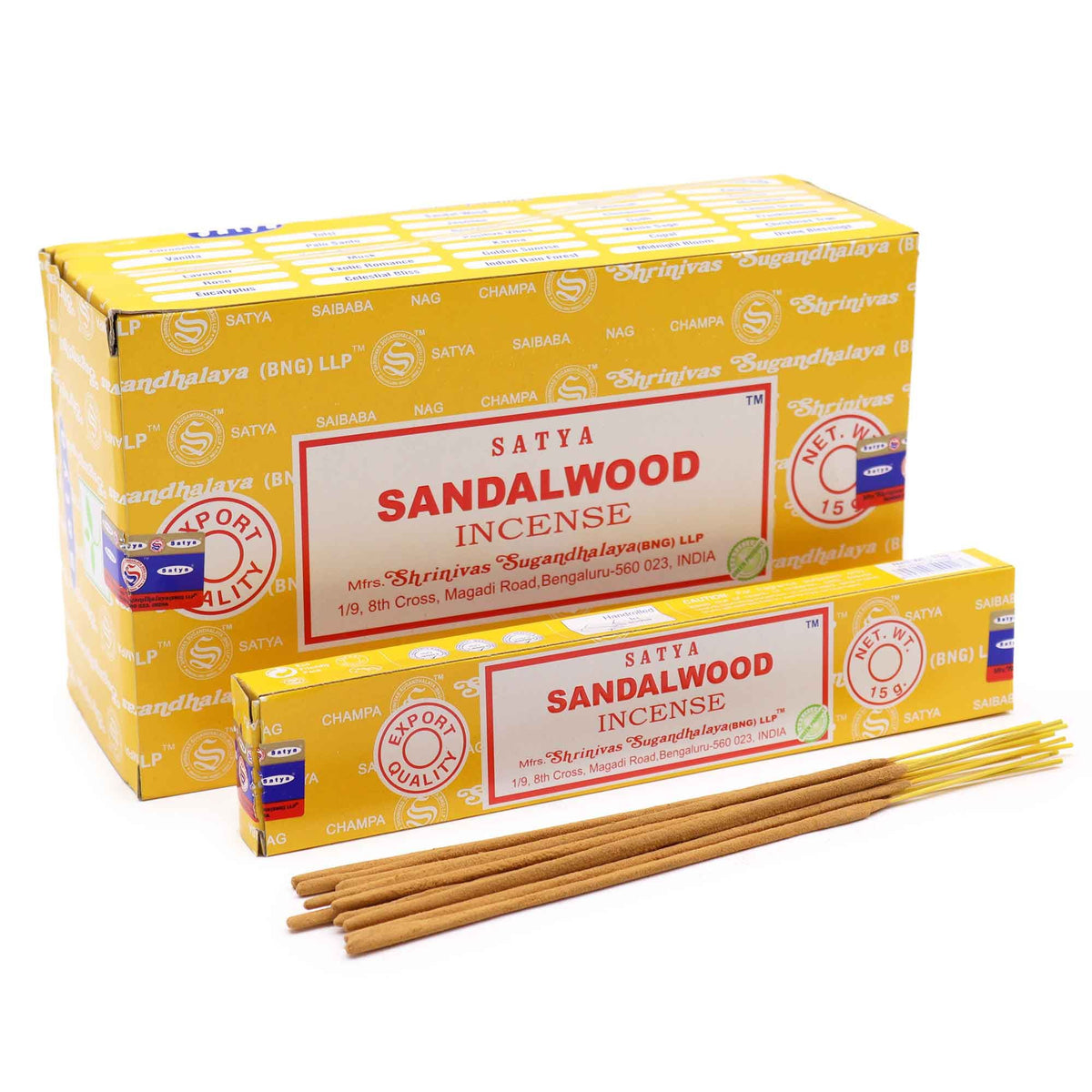 Sandalwood‑scented Satya incense 15g pack for meditation and relaxation