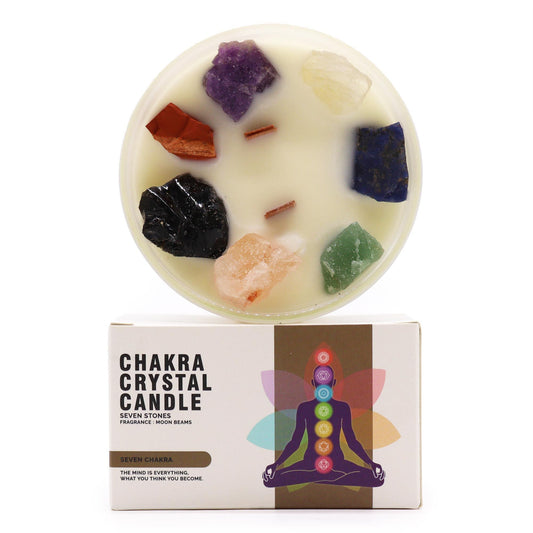 Seven Chakra Harmony candle with gemstones and Moon Beams fragrance