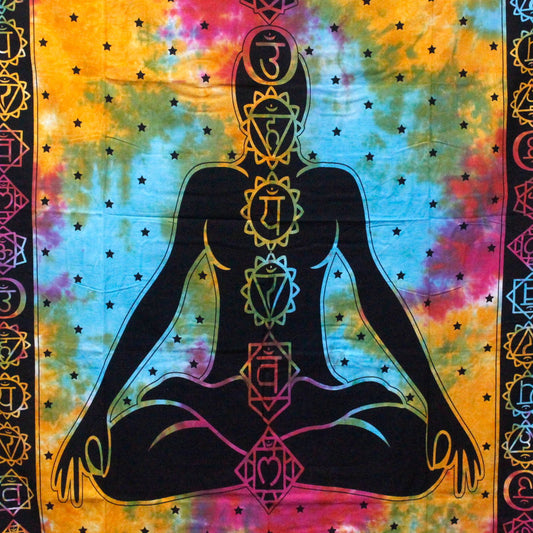Chakra Buddha double cotton bedspread and wall hanging 230×200cm