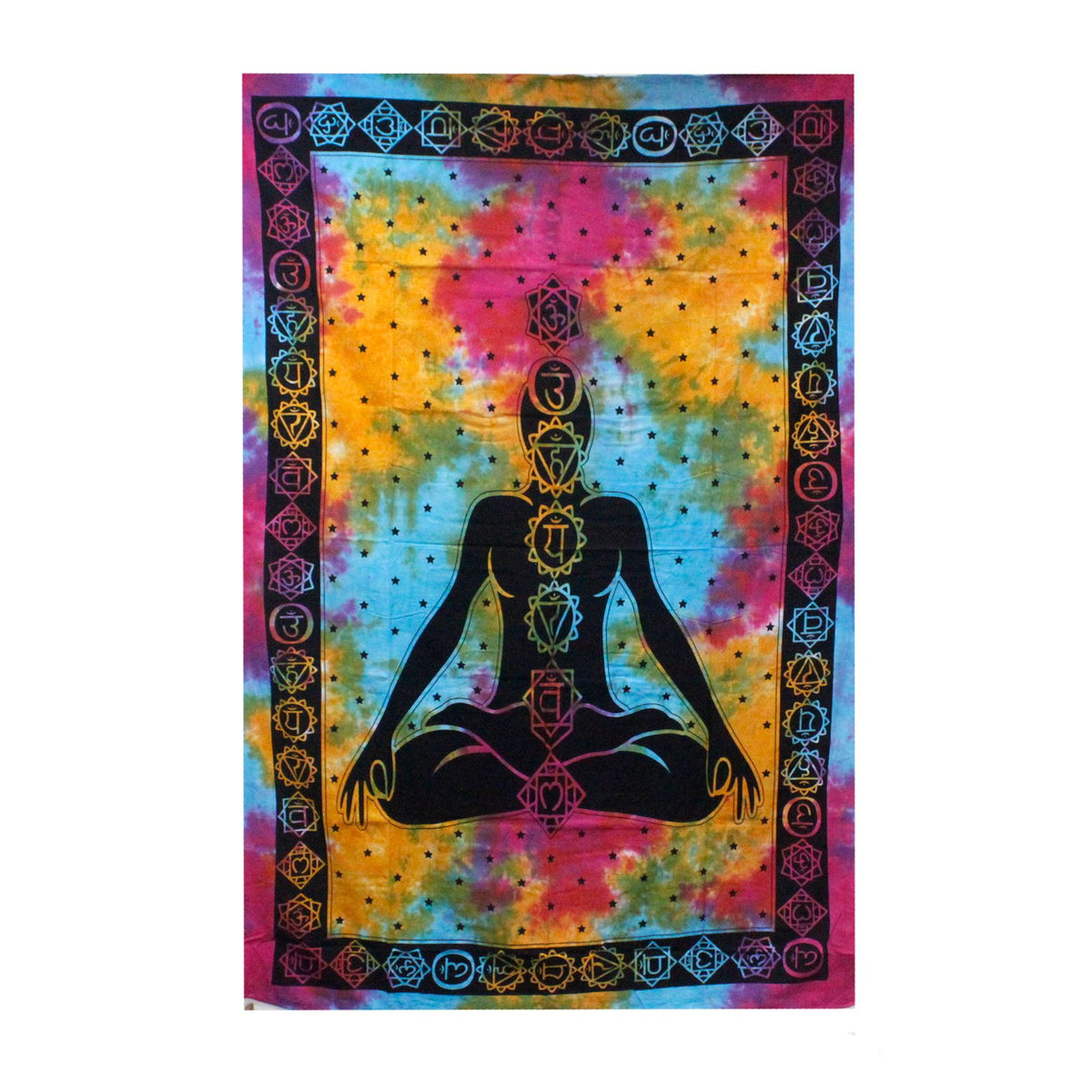 Chakra Buddha cotton wall hanging handmade in India