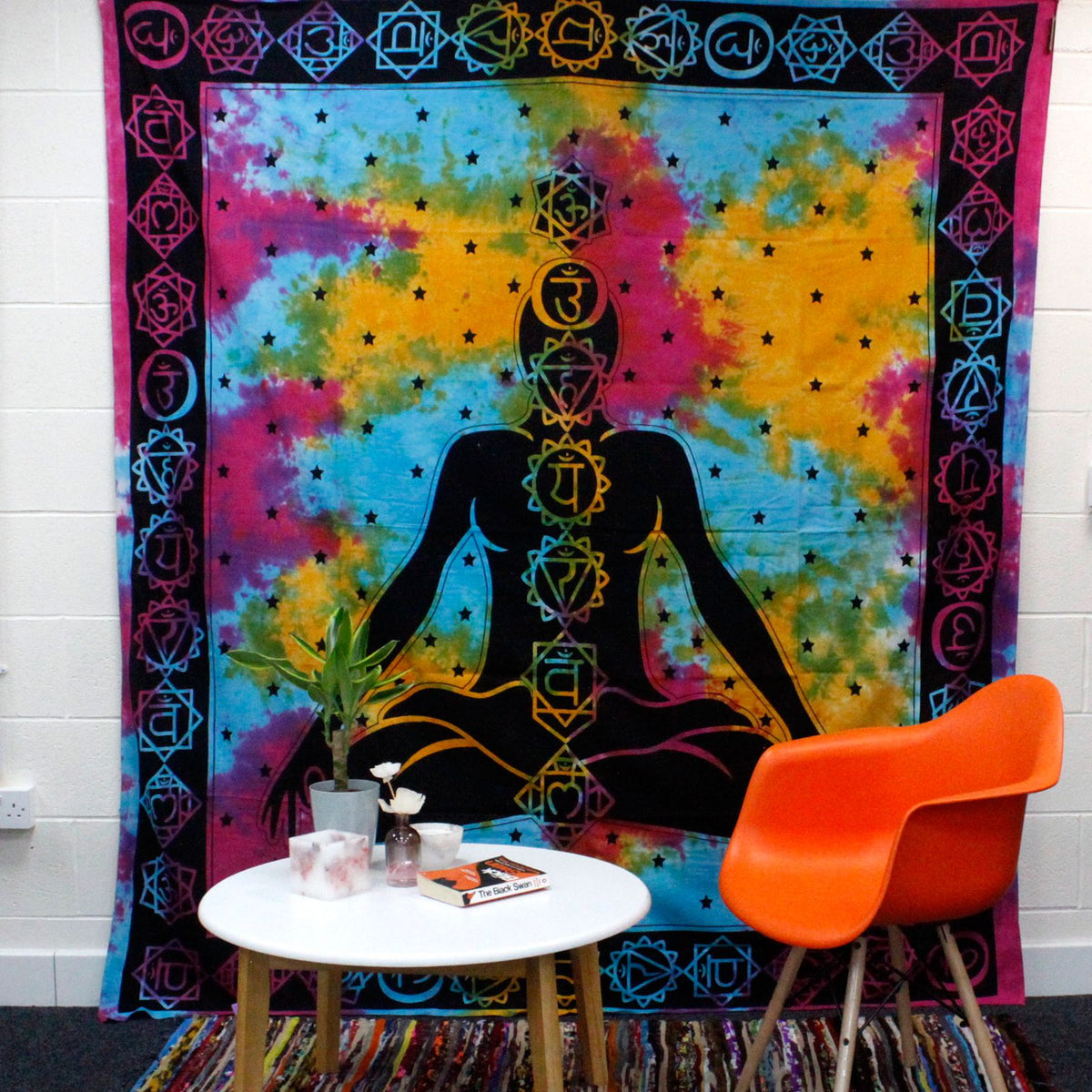 Double cotton bedspread with Chakra Buddha design