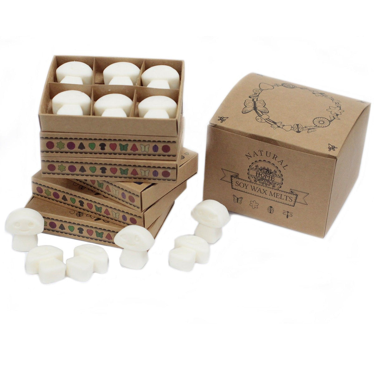 Cinnamon & Orange soy wax melts arranged in eco‑friendly matchbox box