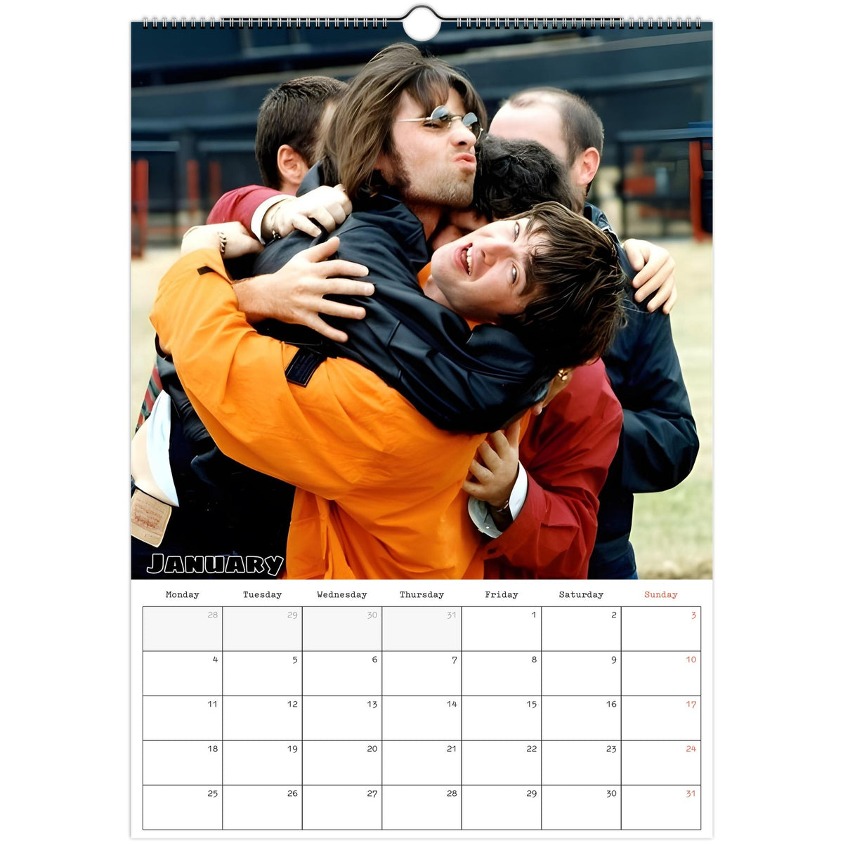 January page of Oasis 2027 A3 wall calendar