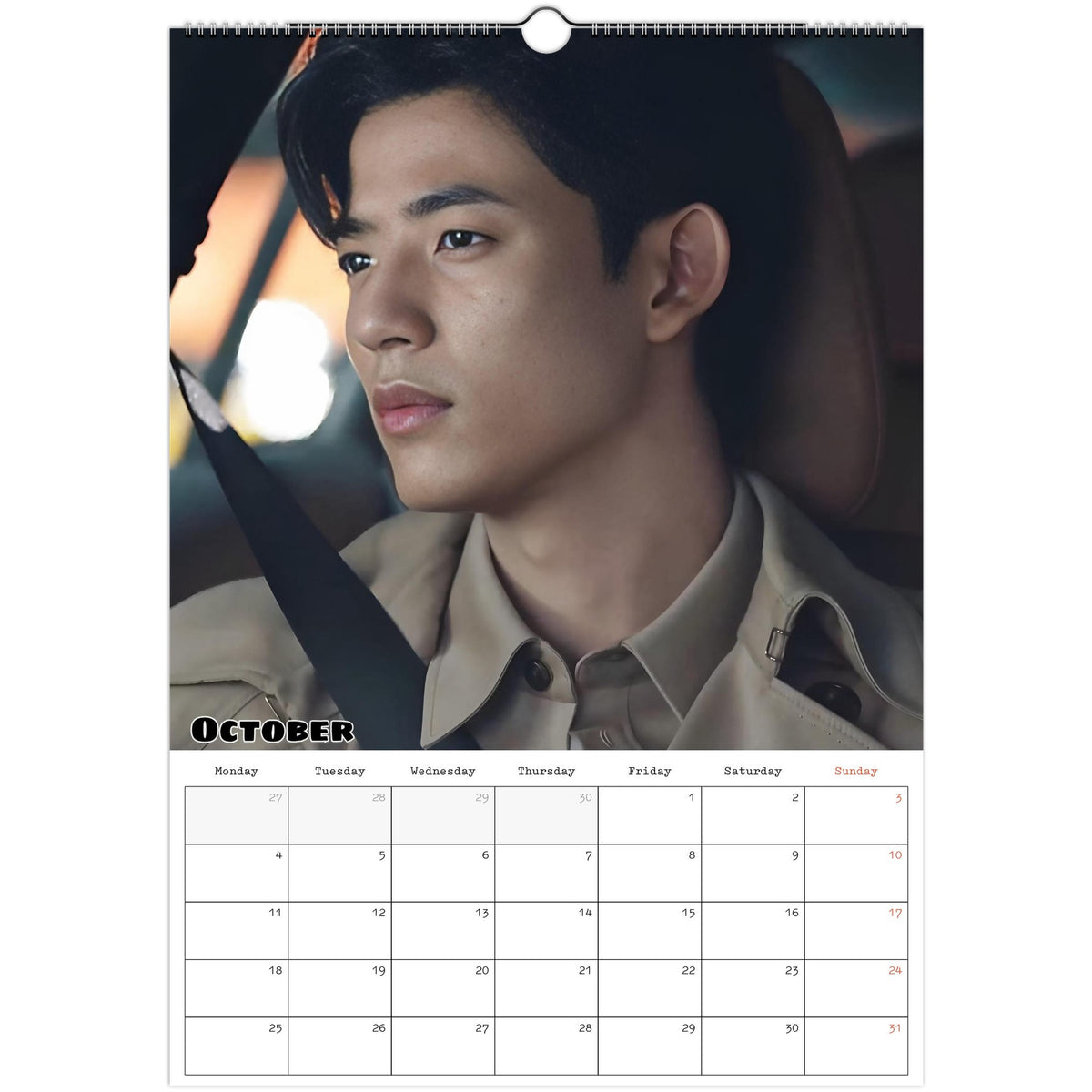 October 2027 page in Park Solomon Lomon A3 wall calendar