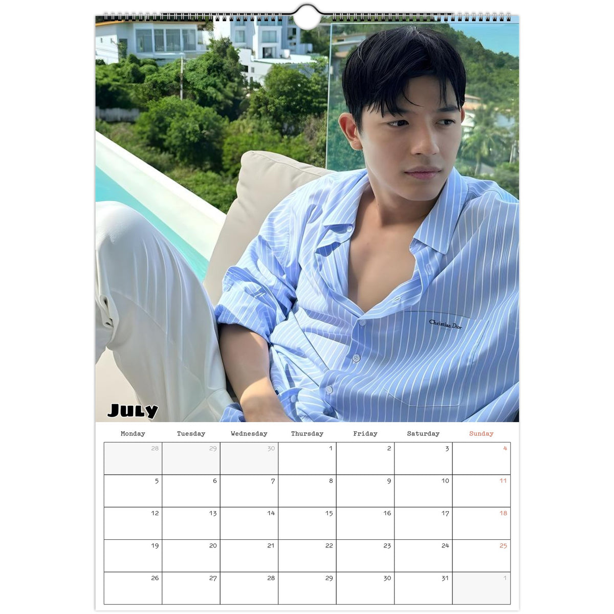 July 2027 page in Park Solomon Lomon A3 wall calendar