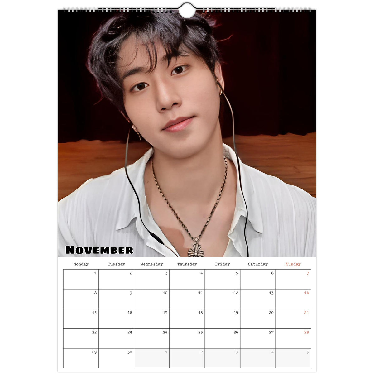 November 2027 page in Stray Kids HAN A3 wall calendar
