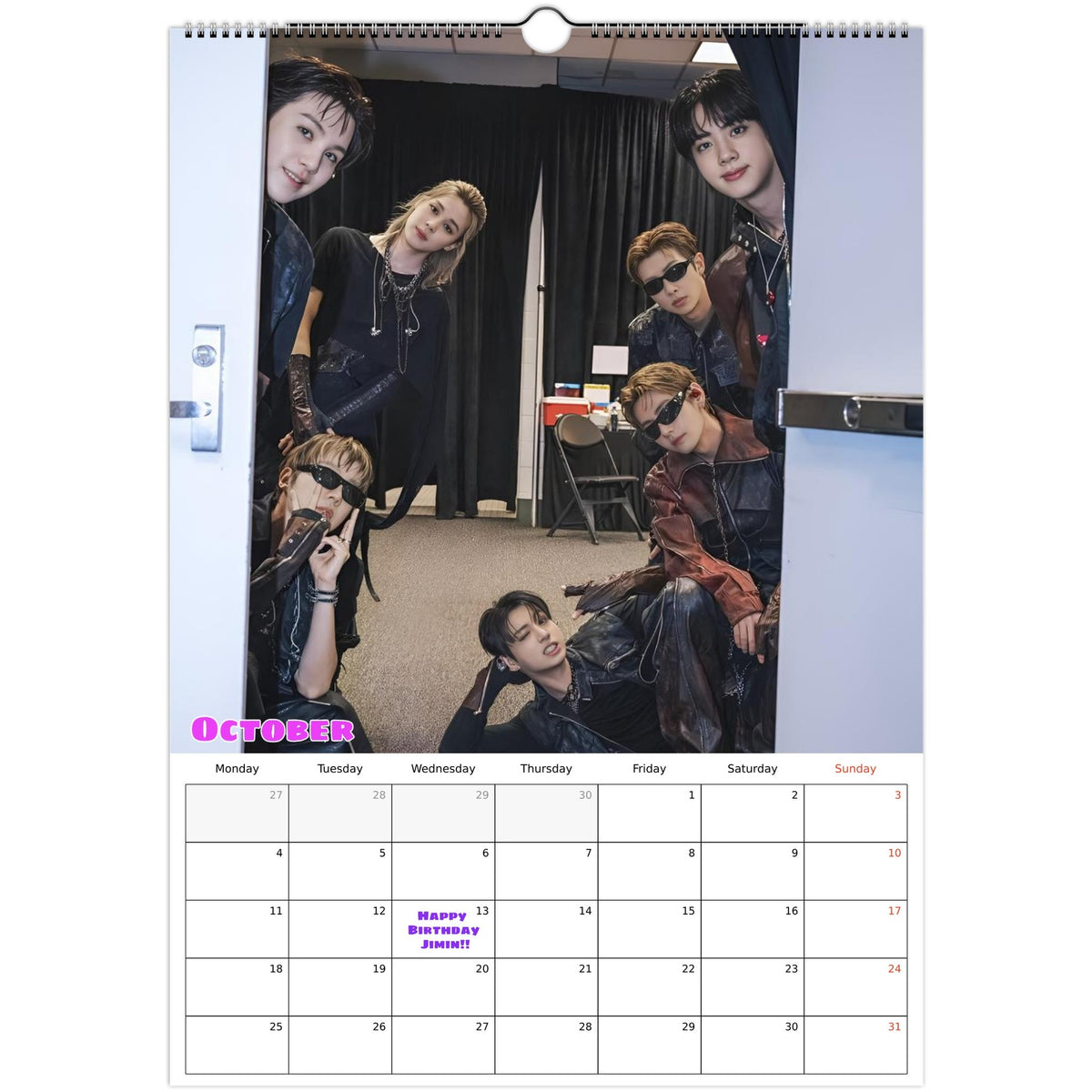 BTS Calendar 2027 October Photo