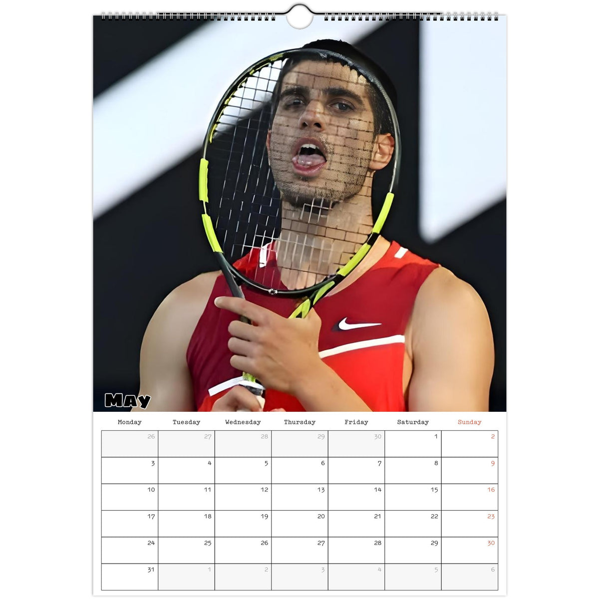 May 2027 page in Carlos Alcaraz A3 wall calendar