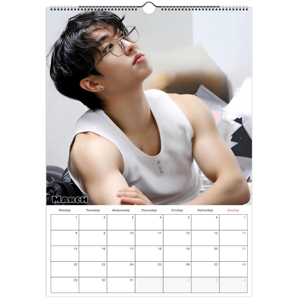 March 2027 page in Stray Kids HAN A3 wall calendar