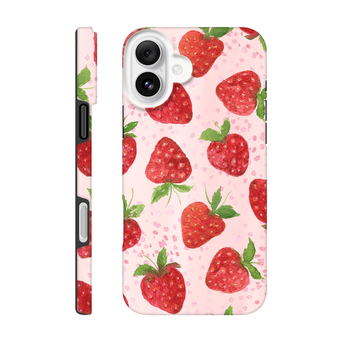 iPhone tough case featuring strawberries and shock‑absorbing inner layer