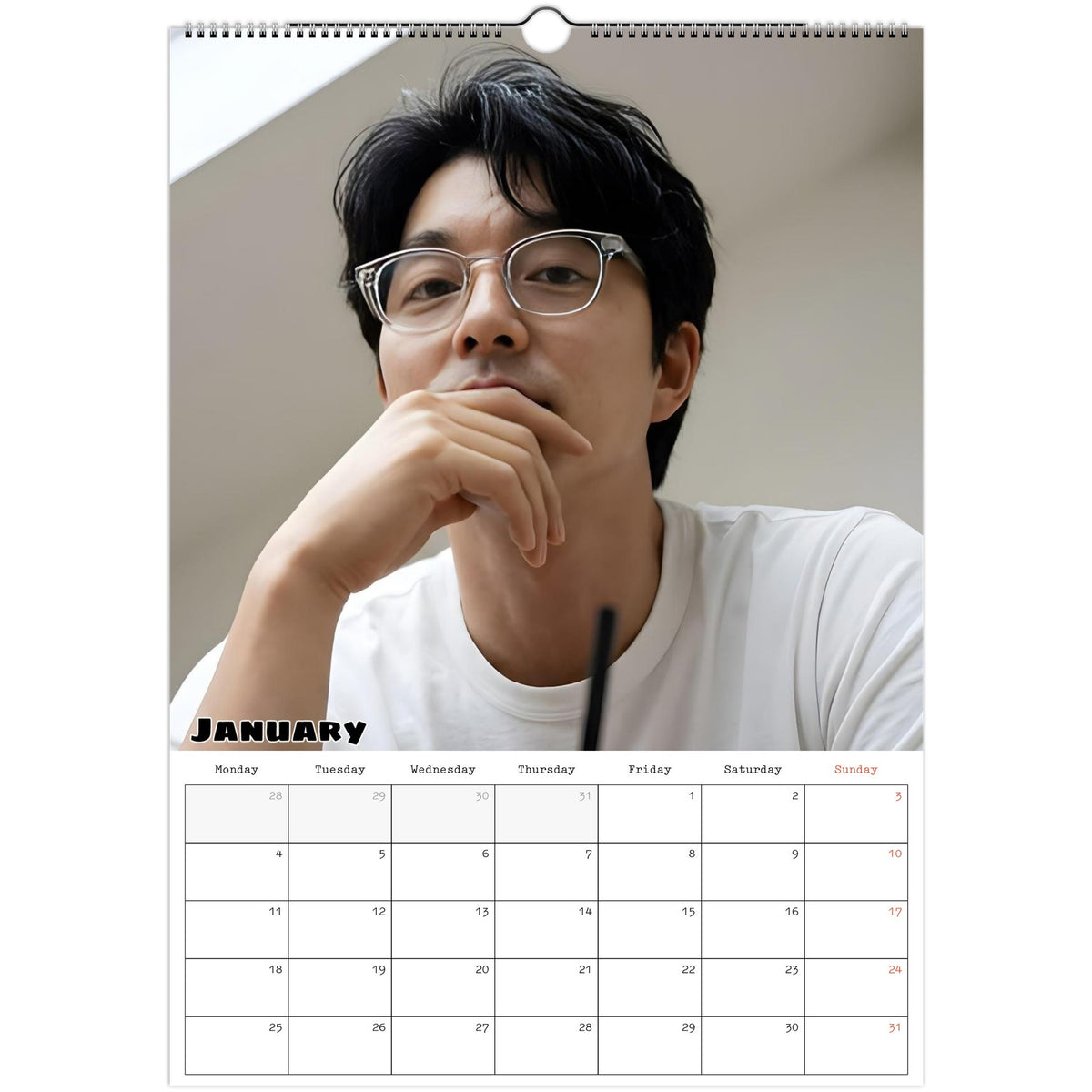January page of Gong Yoo 2027 A3 wall calendar