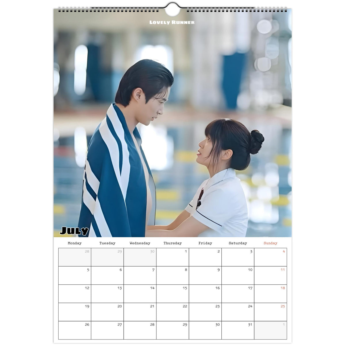 July 2027 page in Classic Romantic K-Drama A3 wall calendar