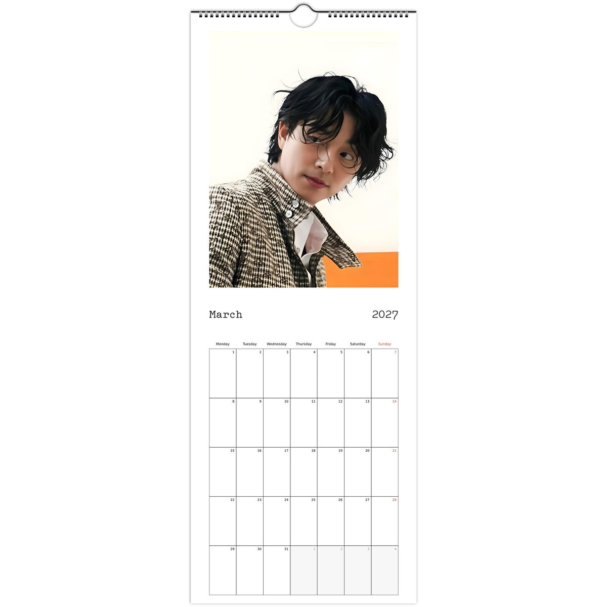 March page of Gong Yoo 2027 slim wall calendar