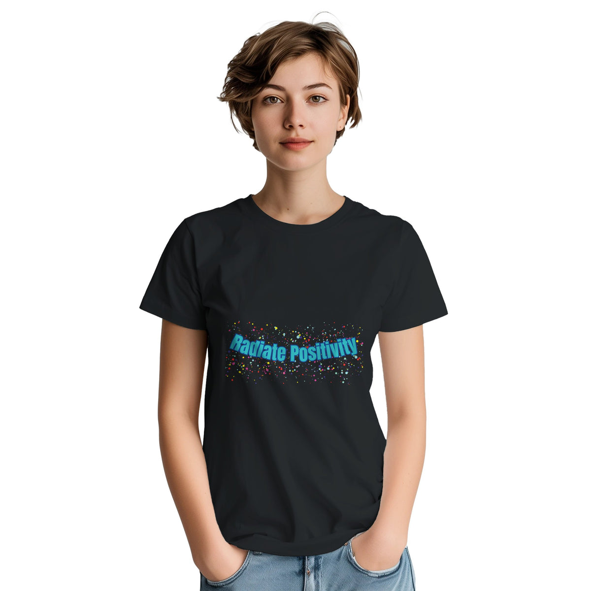 Positive vibes T‑shirt with uplifting inspirational text