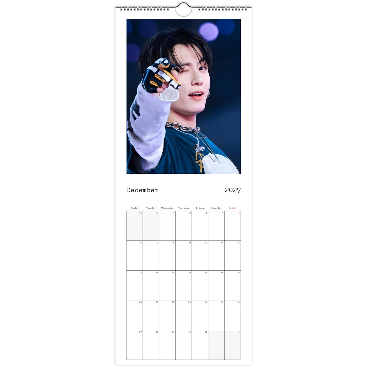 BTS Jungkook Calendar 2027 December page