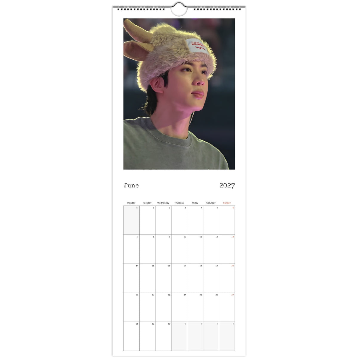 BTS Jin Calendar 2027 June page