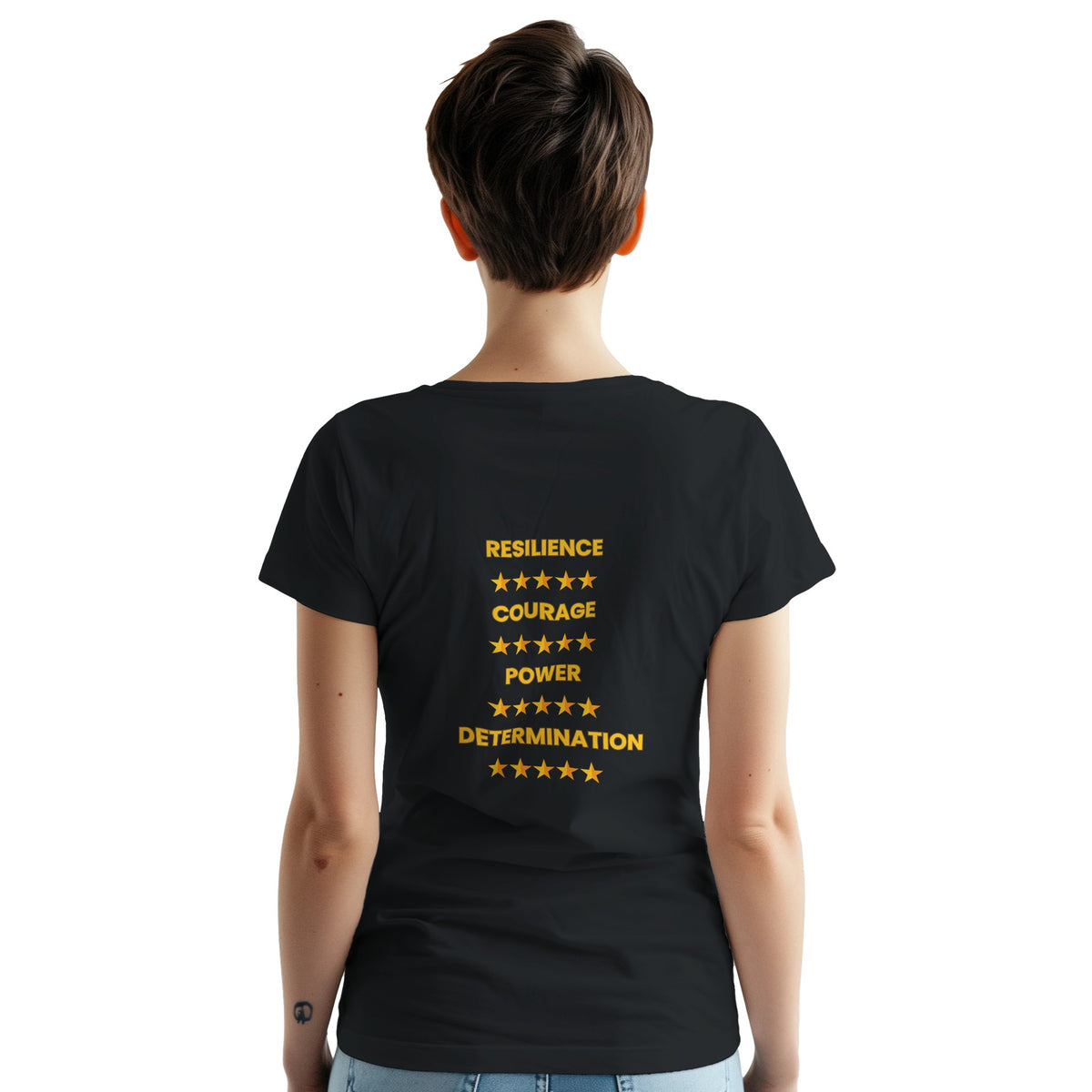 Soft cotton motivational shirt promoting strength and resilience