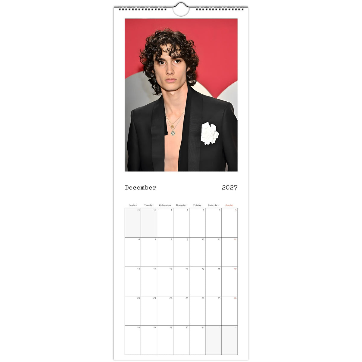 December page of sombr 2027 slim wall calendar
