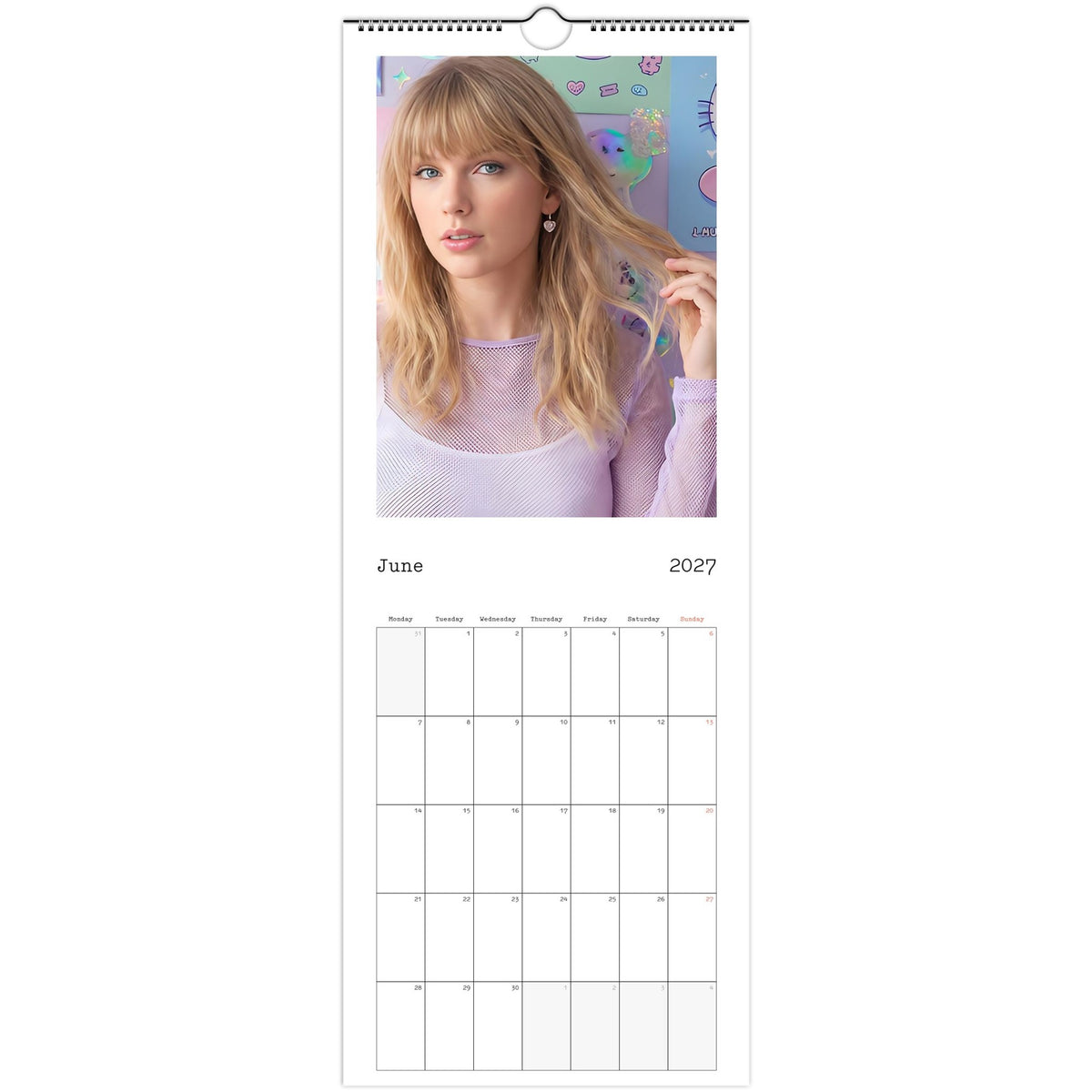 June 2027 page in Taylor Swift slim wall calendar