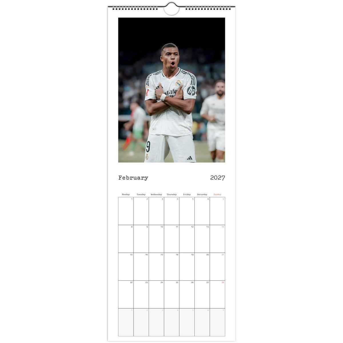 Real Madrid Calendar 2027 February page