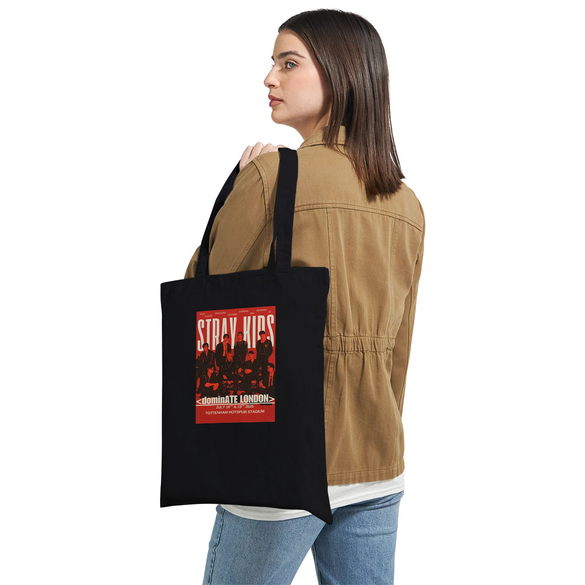Black Stray Kids dominATE tour tote bag