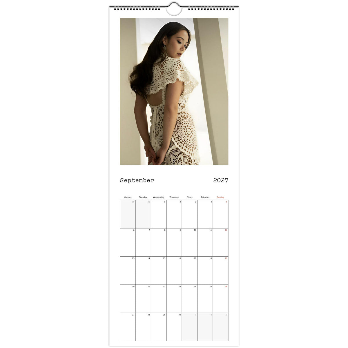 September 2027 page in Laufey slim wall calendar