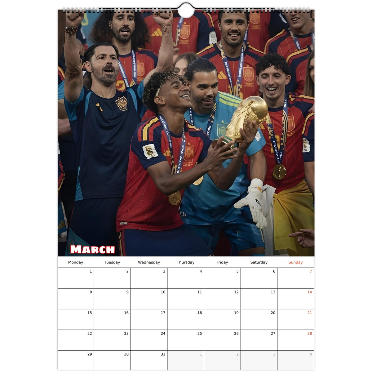 Spain FC Calendar 2027 March page